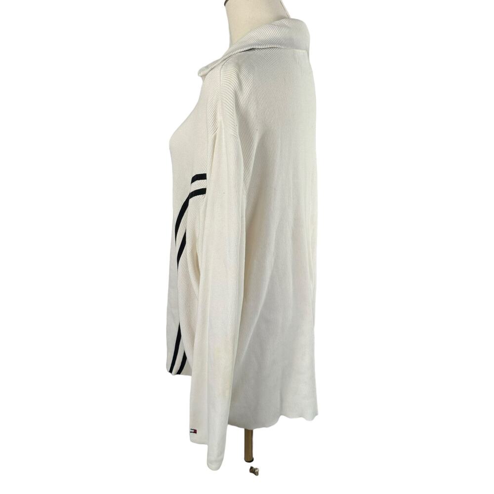 Tommy Hilfiger Vintage Zip-Up Sweater Jacket White Preppy Casual Rib Knit 2XL - Picture 10 of 16